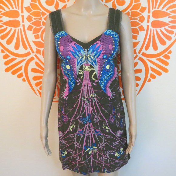 Free People Dresses & Skirts - Free People Green Butterfly Baby Doll Cotton Dress
